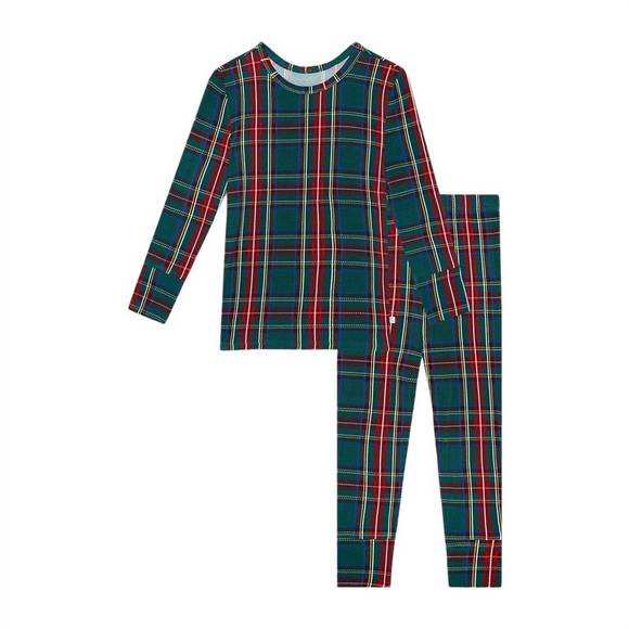 NEW POSH PEANUT boy's plaid long sleeve basic pajama set in tartan - Picture 1 of 2